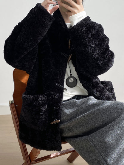 【Y7097】實拍冬季慵懒可愛牛角扣羊羔毛厚外套251113