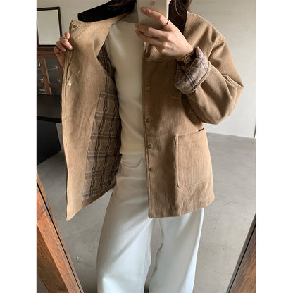 【H5500】實拍 復古燈芯絨加厚夾棉大衣外套251118