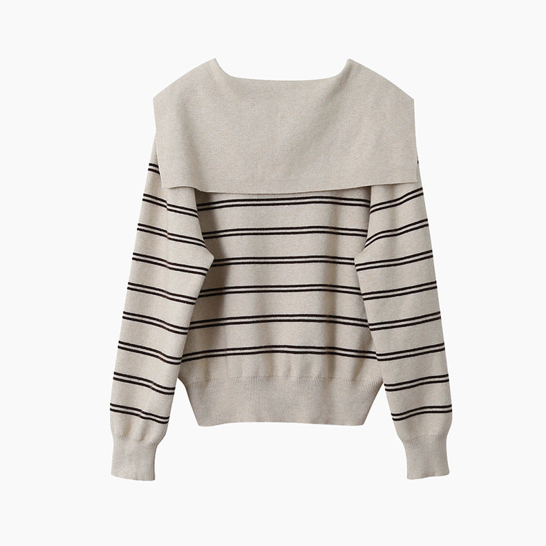 【LD11036】實拍雙頭拉鍊海軍領條紋針織開衫251202