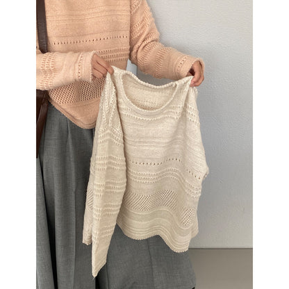 【cim1293】實拍氣質鏤空提花寬鬆慵懶針織衫(15羊毛)251030