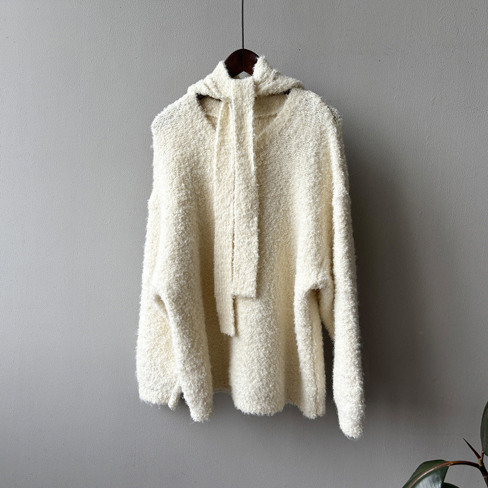 【YK259】實拍冬季慵懒奶呼呼針織毛衣+可拆卸披肩帽子(羊毛12%)251113