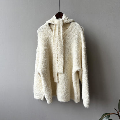 【YK259】實拍冬季慵懒奶呼呼針織毛衣+可拆卸披肩帽子(羊毛12%)251113