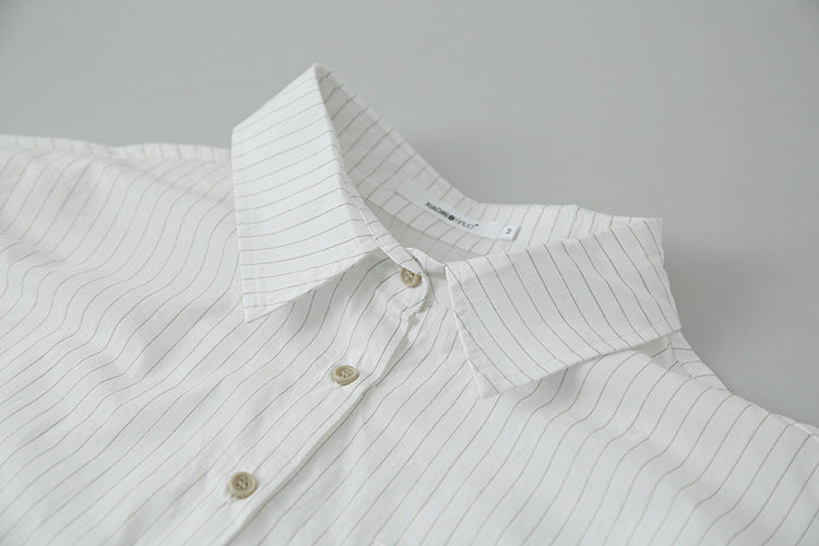 【LD003】實拍中性棉100氣質寬鬆條紋襯衫251103