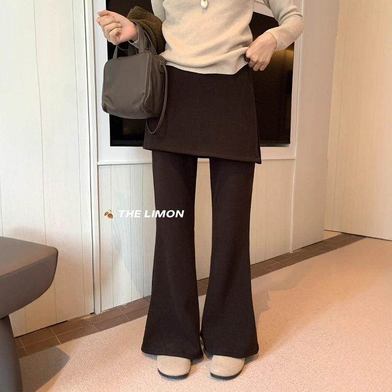 【L9307】實拍檸檬秋冬假兩件屁簾顯瘦加絨微喇休閒褲251208