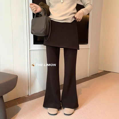 【L9307】實拍檸檬秋冬假兩件屁簾顯瘦加絨微喇休閒褲251208