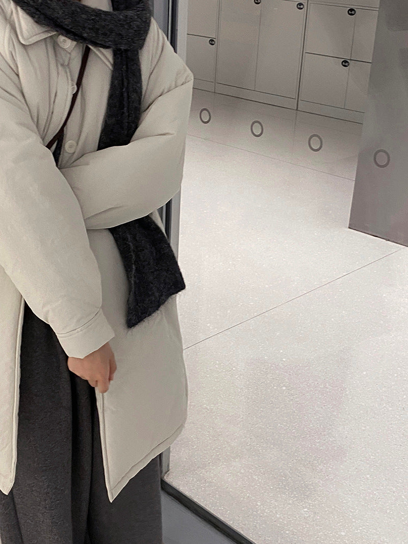【cimz1235】 雪山奶糖 Muji 風輕薄初冬簡約廓形寬鬆棉服外套260108