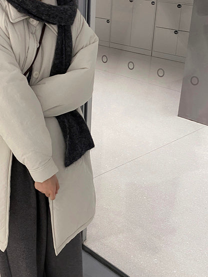 【cimz1235】 雪山奶糖 Muji 風輕薄初冬簡約廓形寬鬆棉服外套260108