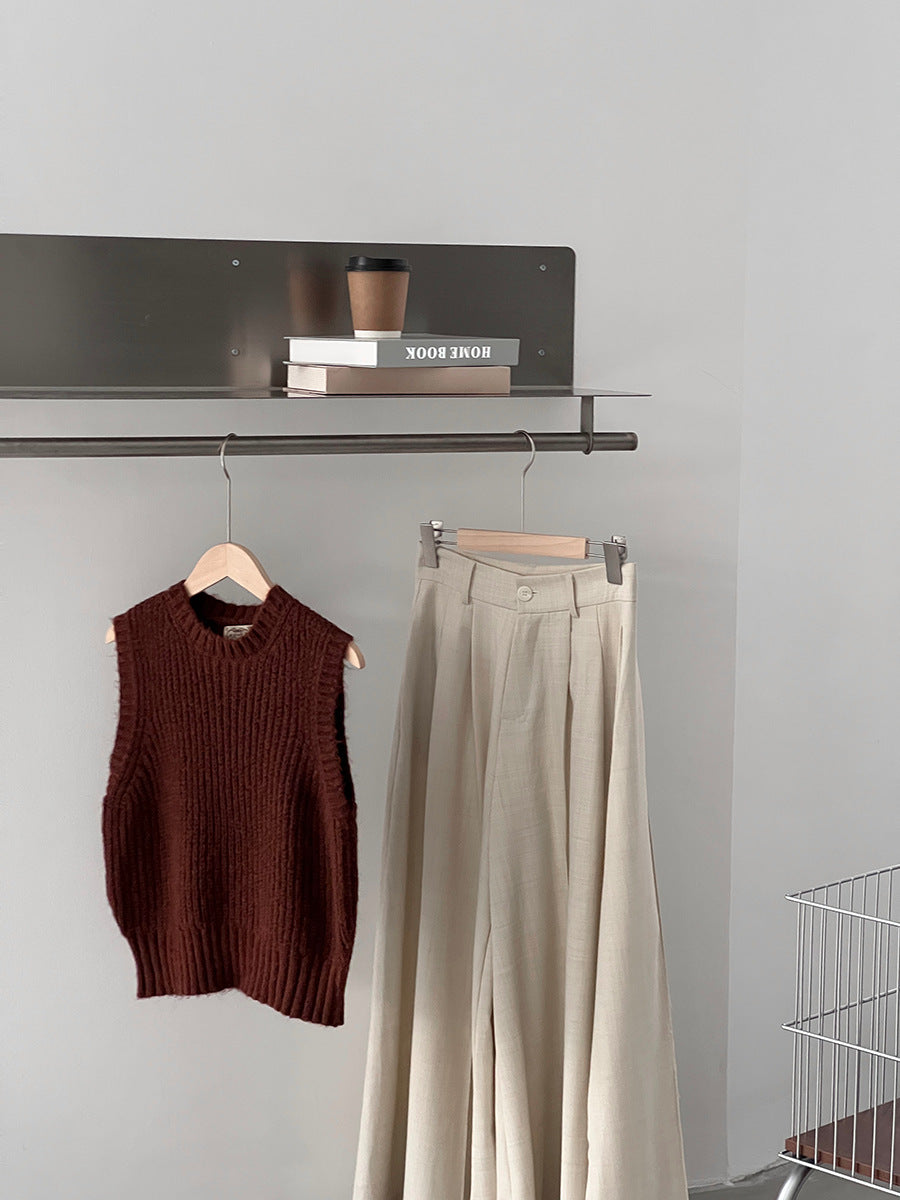 【cim1653】實拍秋日必備高腰壓褶大擺西裝褲251030