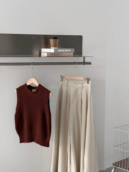 【cim1653】實拍秋日必備高腰壓褶大擺西裝褲251030