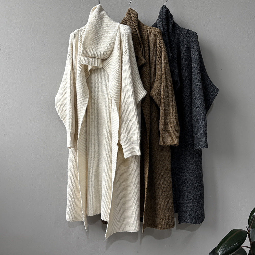 【Y913】實拍大翻領長針織大外套251106