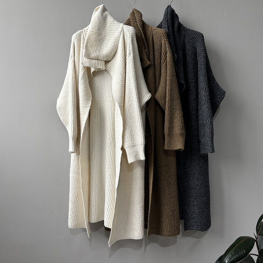 【Y913】實拍大翻領長針織大外套251106