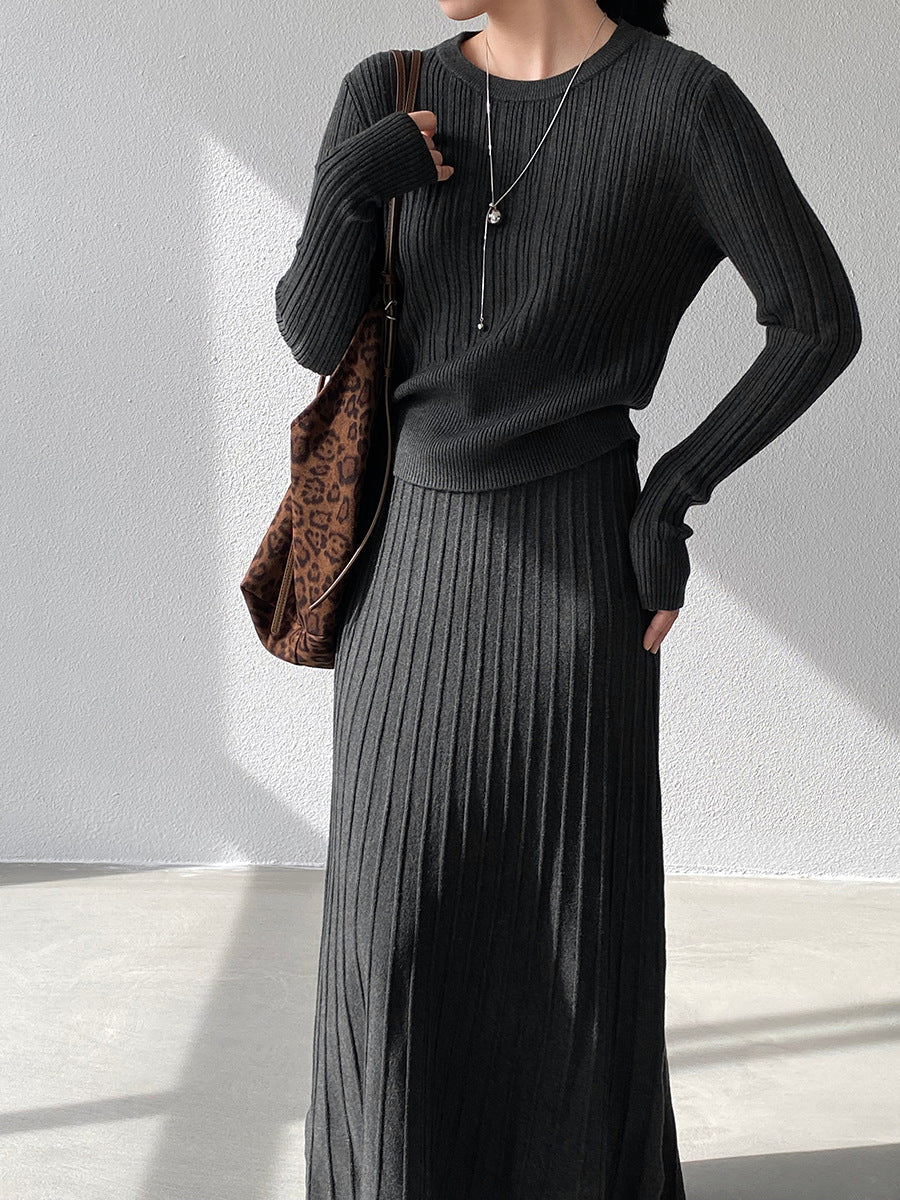 【cimz100789】實拍法式高級感收腰顯瘦針織衫＋針織長裙(分開下單）251120