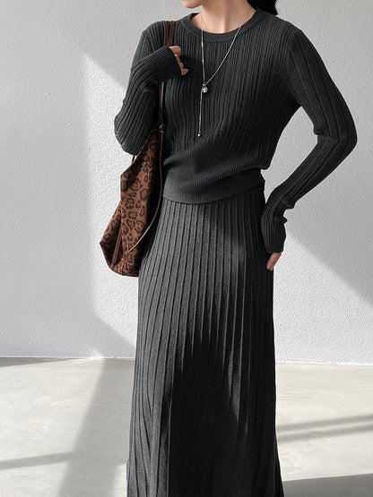 【cimz100789】實拍法式高級感收腰顯瘦針織衫＋針織長裙(分開下單）251120