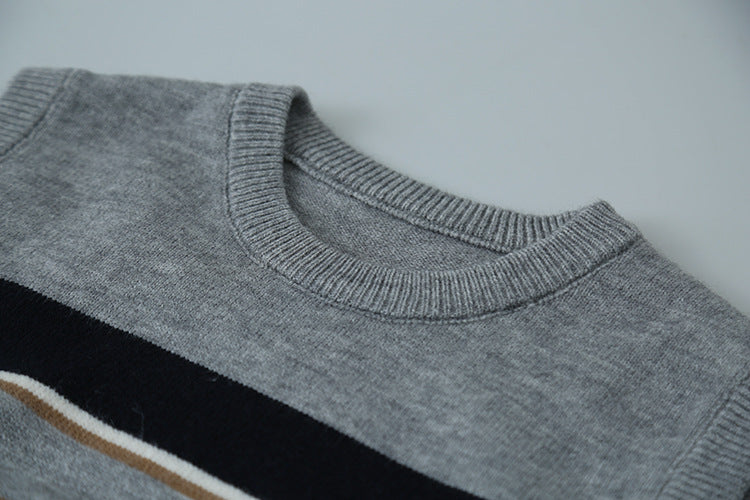 【LD11014】實拍學院感條紋圓領針織毛衣251110