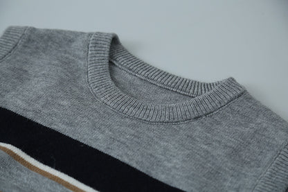 【LD11014】實拍學院感條紋圓領針織毛衣251110