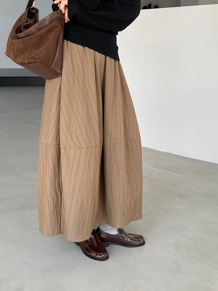 【cim1708】實拍秋冬法式寂靜高腰加厚微花苞A字裙251030