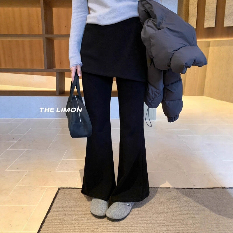 【L9307】實拍檸檬秋冬假兩件屁簾顯瘦加絨微喇休閒褲251208