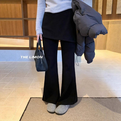 【L9307】實拍檸檬秋冬假兩件屁簾顯瘦加絨微喇休閒褲251208