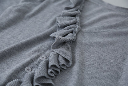 【LD11154】實拍韓系甜美減齡✨設計感荷葉薄款長袖針織衫260317