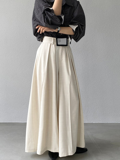 【cim1653】實拍秋日必備高腰壓褶大擺西裝褲251030