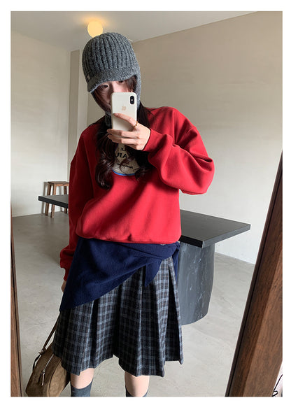 【H5502】實拍學院復古磨毛格子百褶A字裙251118