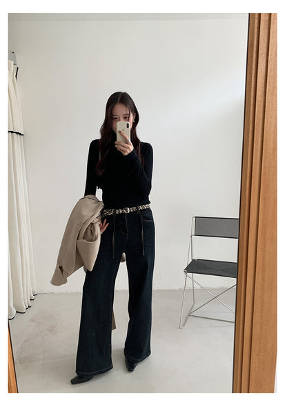 【H5477】實拍S~XL復古加厚高腰直筒牛仔褲251109