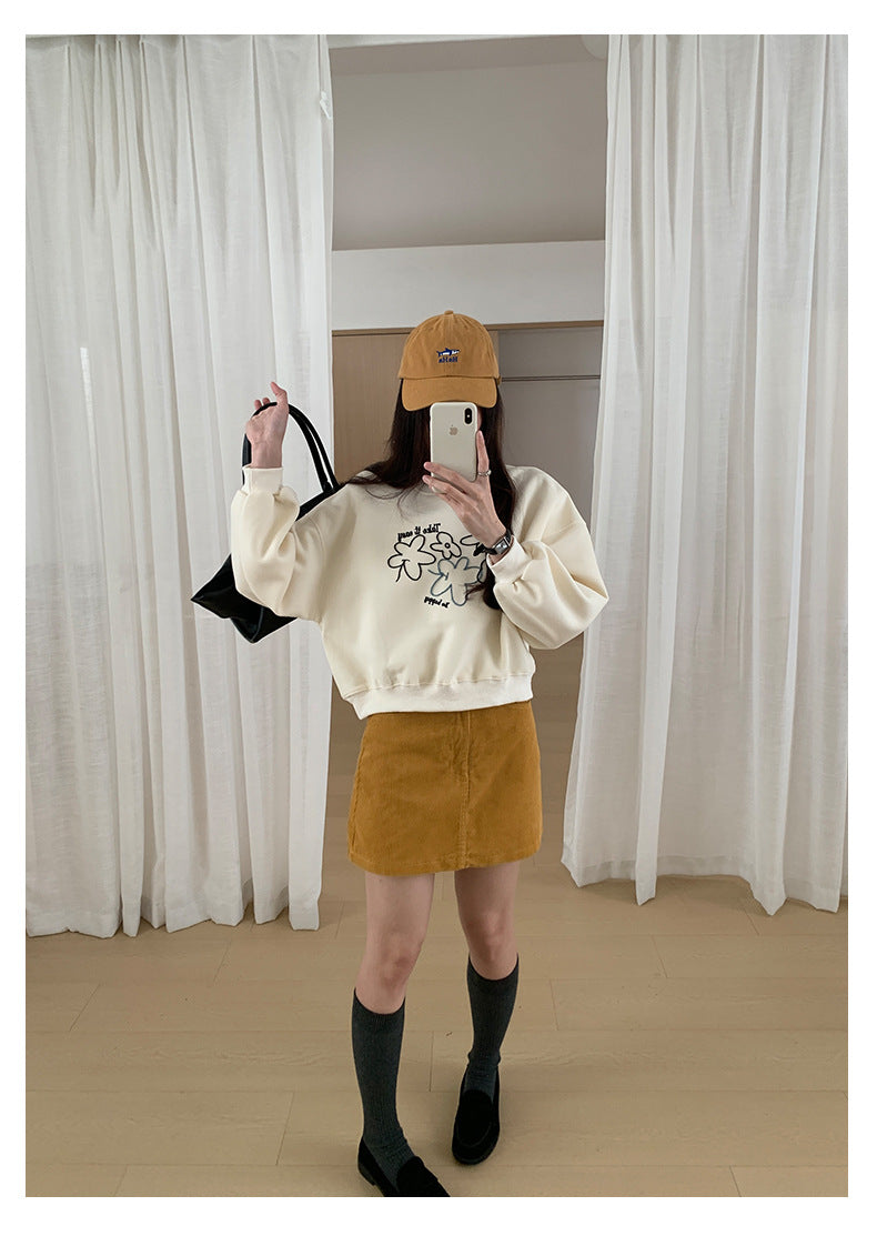 【H563】實拍秋冬刺繡花朵長袖衛衣251021