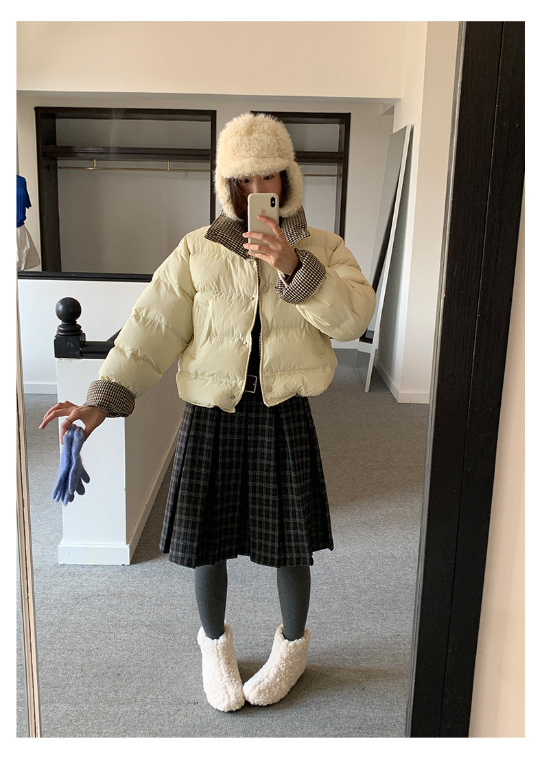 【H5502】實拍學院復古磨毛格子百褶A字裙251118