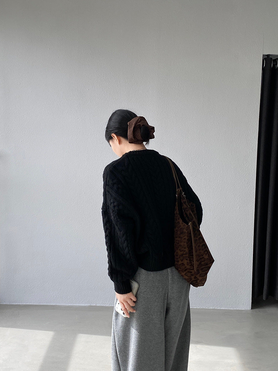 【cimz1398】實拍復古加厚保暖棒針麻花針織毛衣（棉羊毛17)251120