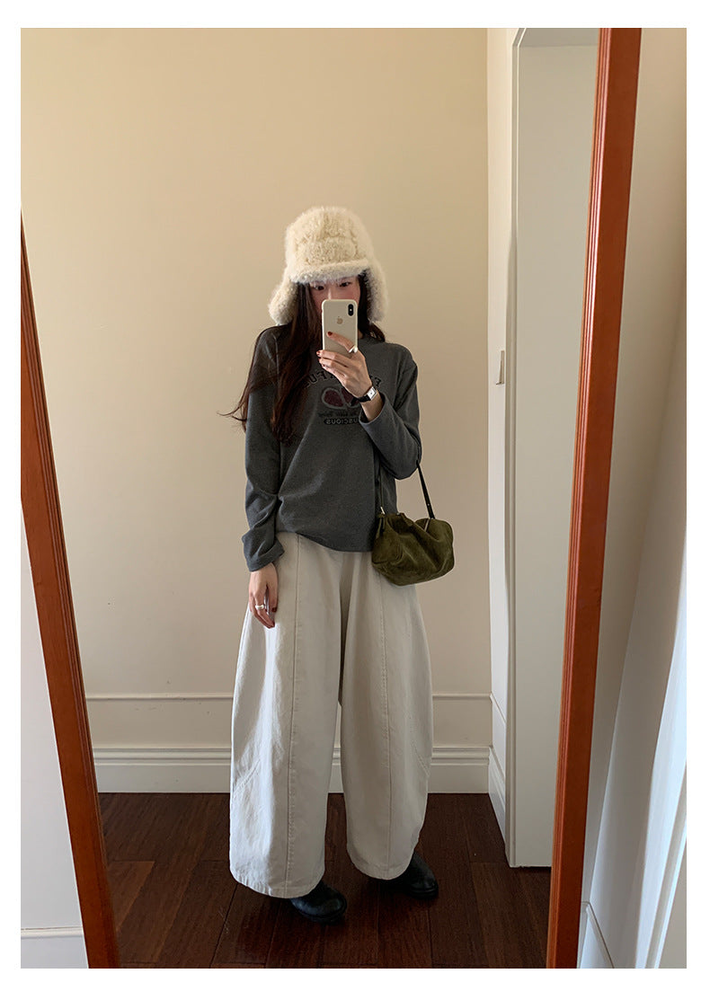 【H5497】實拍德絨加厚磨毛長袖T恤251118