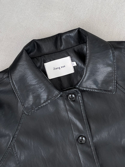 【cimz1667】實拍個性復古黑色工裝皮衣外套251120