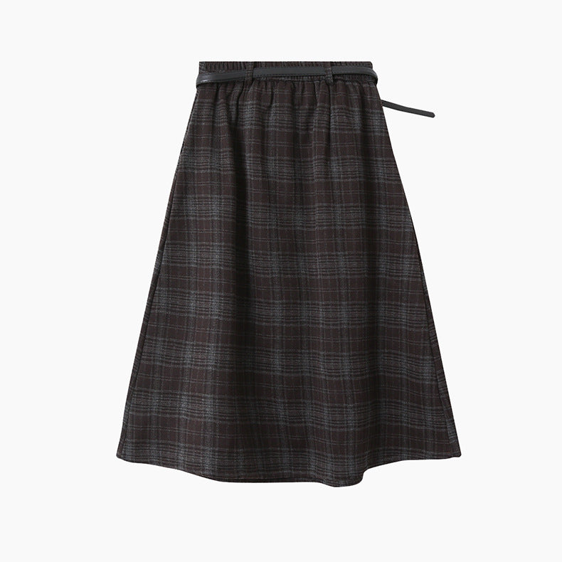 【LD11071】實拍氣質復古格紋毛呢a字裙251209