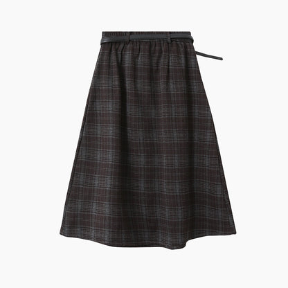 【LD11071】實拍氣質復古格紋毛呢a字裙251209