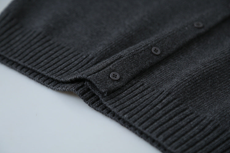 【LD11002】實拍秋冬法式設計感斜領針織毛衣外套251110