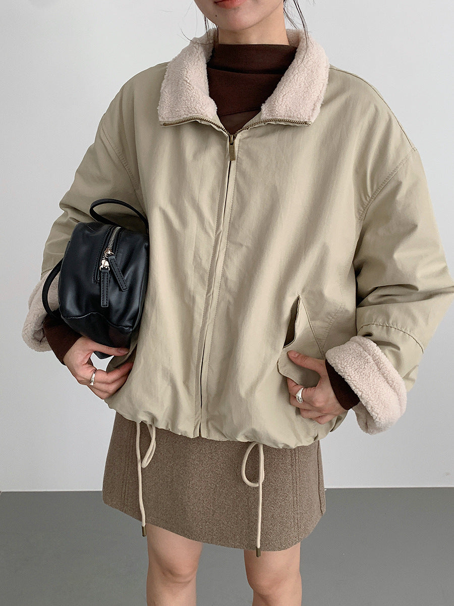 【LD11031】實拍冬天高級感加厚立領羊羔毛保暖夾克外套251124