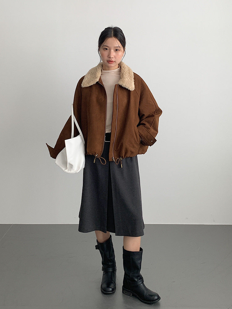 【LD3300】實拍S~XL韓版高腰顯瘦毛呢A字裙＋腰帶251103