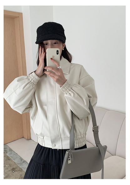 【H5480】實拍復古男友款PU皮外套251109