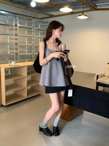 【LNM8582】檸檬檸檬早秋甜美縮腰細肩帶針織背心260728