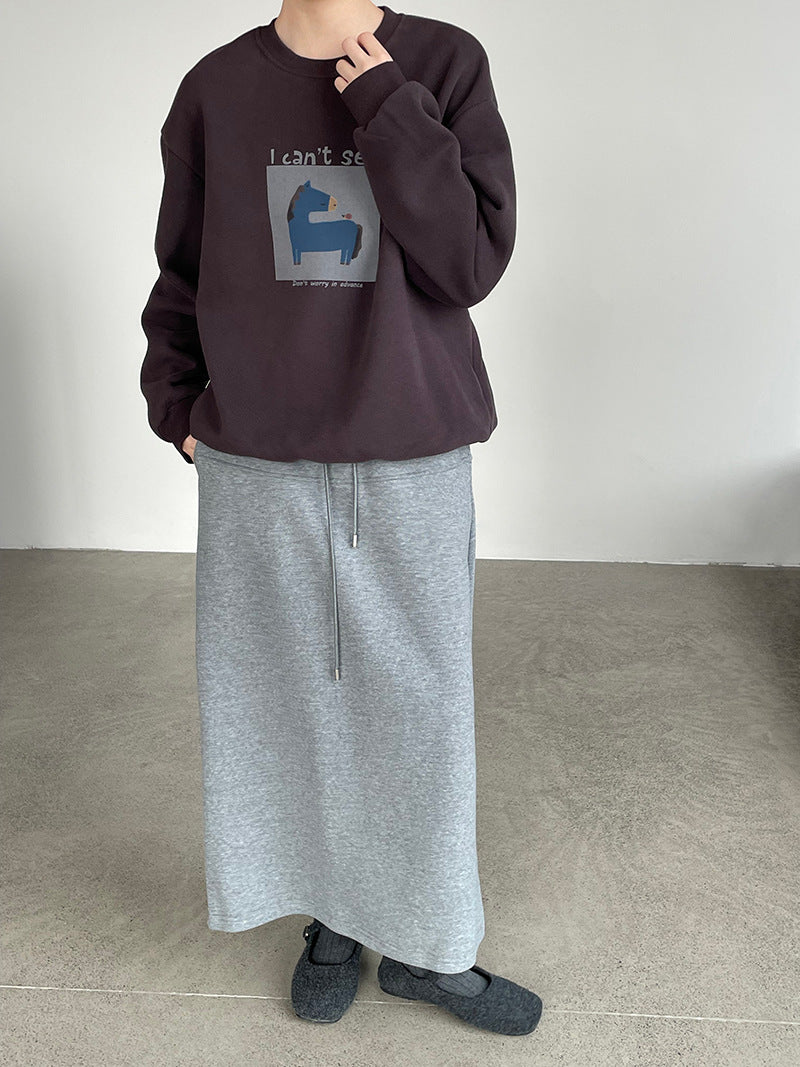 【cimD20307】實拍大人系印花加绒寬鬆衛衣251114