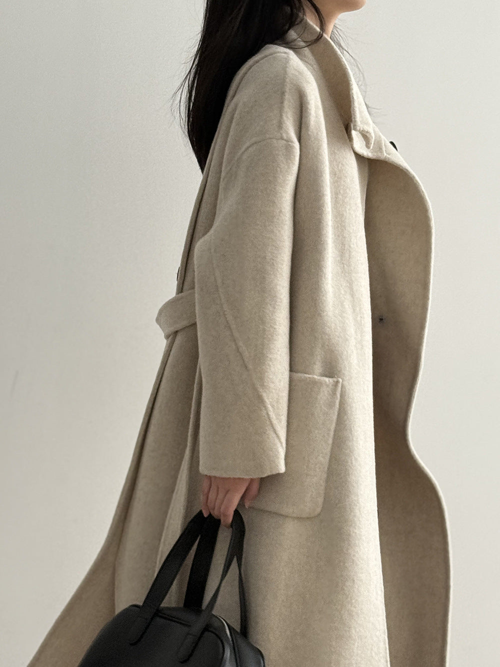 【Y25527】實拍高單質感雙面羊毛呢立領大衣（棉羊毛68%)251106