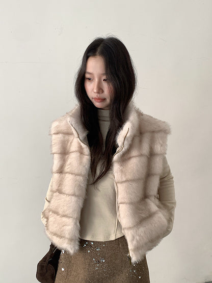 【LD11042】實拍皮毛一體立領拉鍊背心外套251202