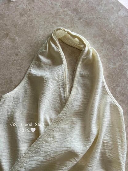 【LN5102E】Y2K時髦辣妹🔥性感蕾絲花邊交叉繞頸無袖上衣260518