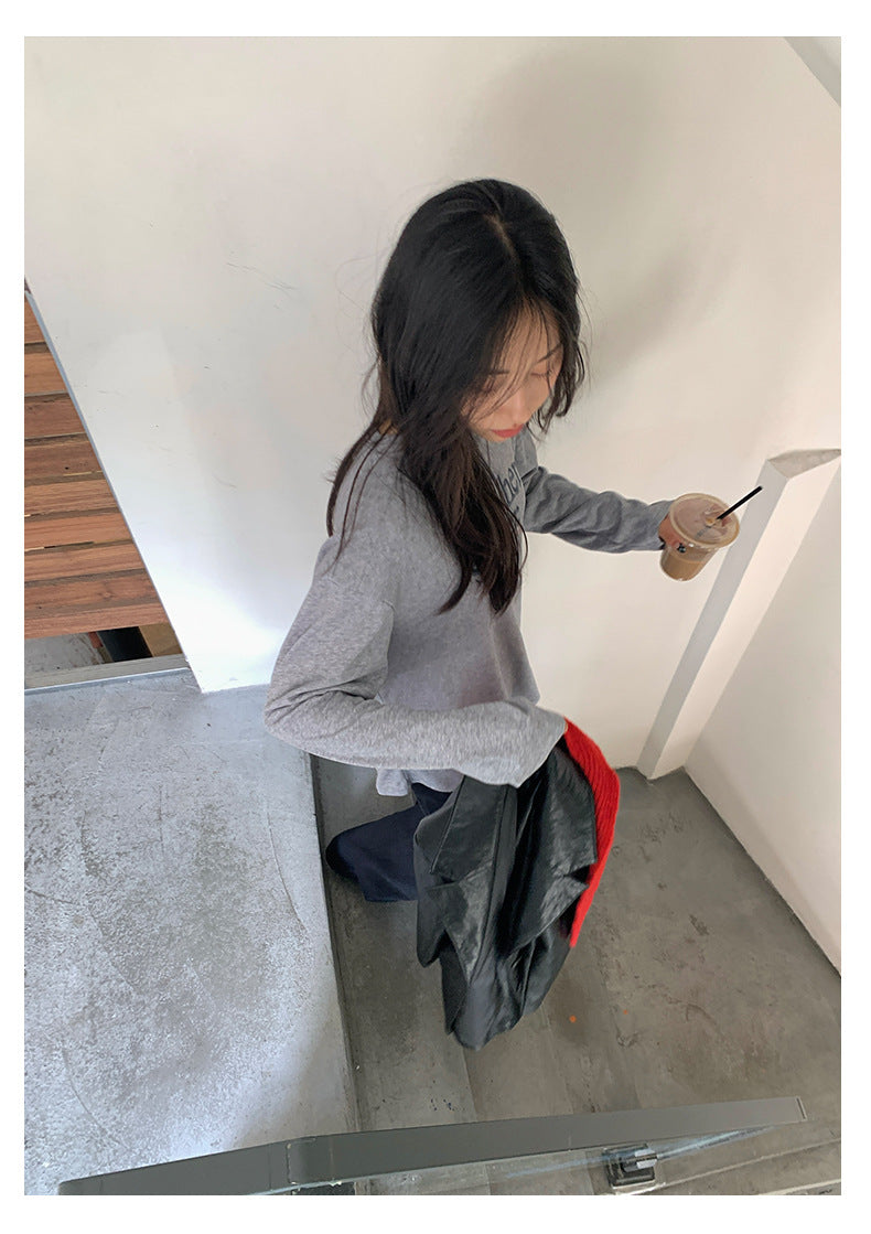 【H5389】實拍簡約休閒韓系長袖T恤250902