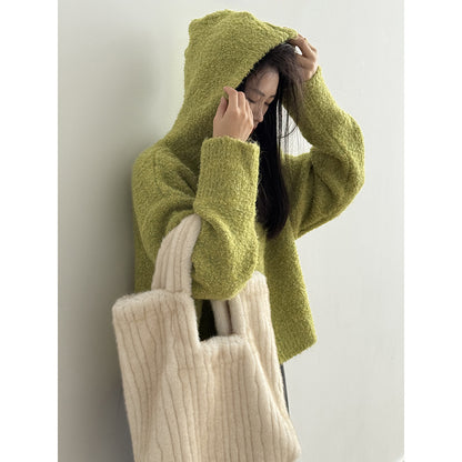 【Y2188】實拍冬季圈圈絨可愛連帽針織毛衣251106