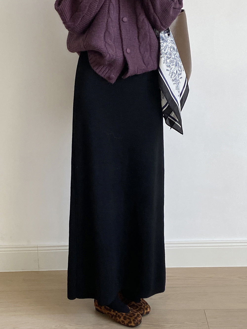 【YP682】 實拍高腰軟糯垂感針織長裙251023