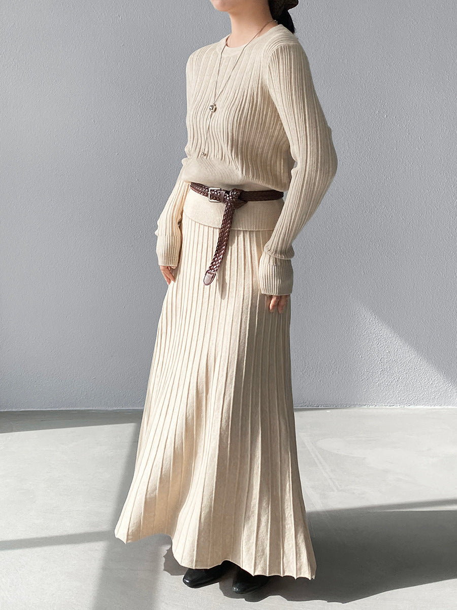 【cimz100789】實拍法式高級感收腰顯瘦針織衫＋針織長裙(分開下單）251120