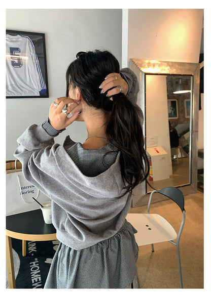 【H5395】實拍韓式連帽衞衣＋直筒衞褲＋屁簾(分開下單） 250902