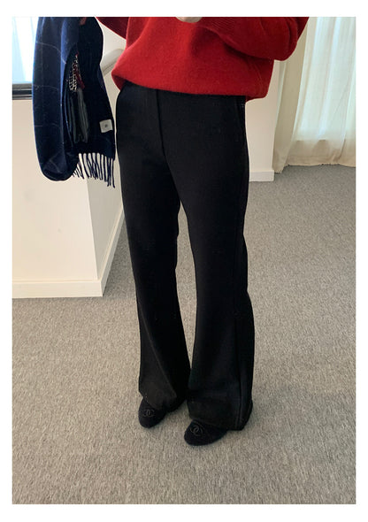 【H5517】實拍超級瘦高腰加絨厚款氣質喇叭褲251125