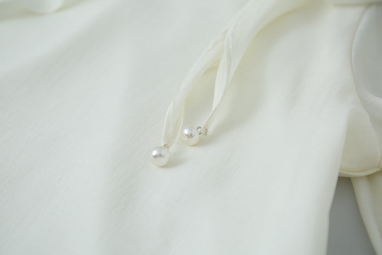 【LD3290】實拍法式釘珠蝴蝶結天絲雪紡襯衫251103