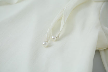 【LD3290】實拍法式釘珠蝴蝶結天絲雪紡襯衫251103